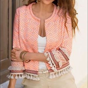 Zara like Boston Proper Aztec fringe Jacket
